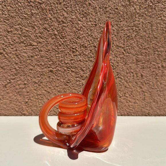 Vintage Unique Ozark Art Glass Mid Century, Orange with white swirl - Picture 5 of 11